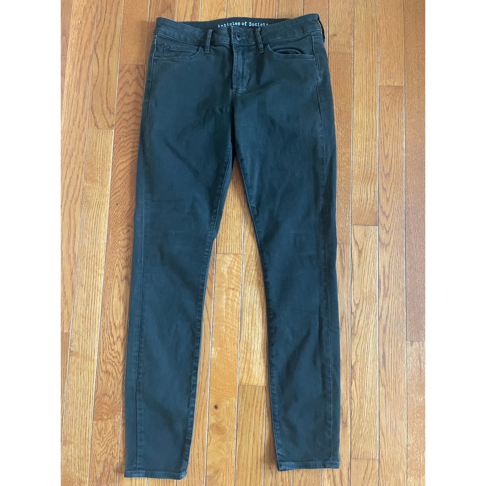 Articles of Society Jeans  Womens Sz 28 Dark Green Viscose Stretch Zip Fly Denim